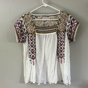 Johnny Was embroidered top. Size small